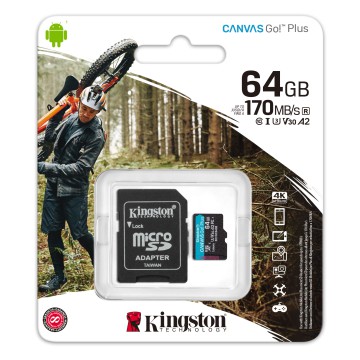 Karta SDXC micro 64 GB Kingston Canvas Go 170/70 MB/s V30 MB/s