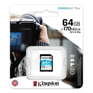 SD 64  GB Kingston Canvas Go Plus 170/70MB/s CL10 U3 V30